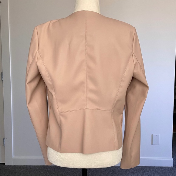 ** SOLD ** Brand New Bagatelle Blush Pink Faux Leather Drape Front Jacket. M - Picture 2 of 10